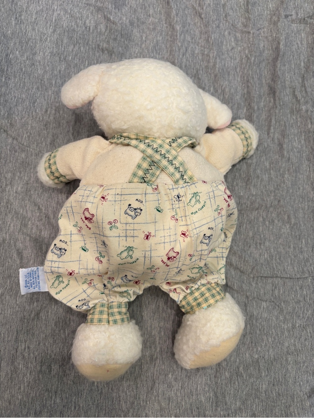 Vintage Eden Way Back When Lamb 14" Plushie w/ Illustrated Tee & Overalls EUC - Picture 9 of 10